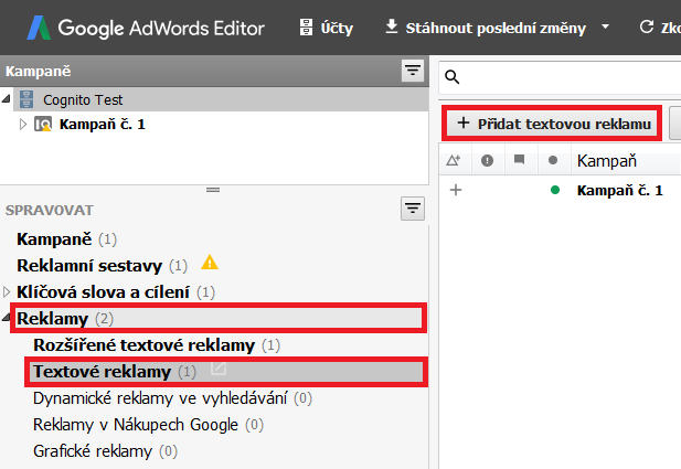 Sklik v AdWords Editoru 2